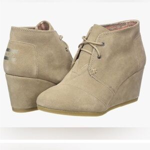 Toms Desert Wedge Hyde Bootie Taupe Suede sz 9